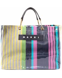 Marni Logo Striped Rainbow Tote Bag - Multicolour