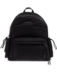 Emporio Armani - Logo Plaque Zip-Up Quilted Backpack - Lyst