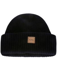 A.P.C. - Logo Patch Knitted Beanie - Lyst