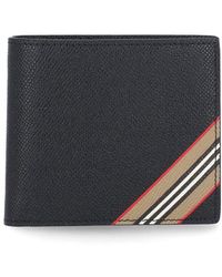 Burberry Leather Icon-striped Card Holder in Black for Men Mens Accessories Wallets and cardholders 