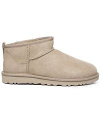 UGG - Classic Ultra Mini Logo-patch Suede And Shearling Ankle Boots - Lyst