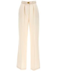 Elisabetta Franchi - High Waisted Belted Trousers - Lyst