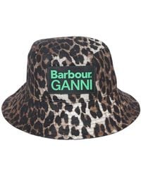 Barbour - X Ganni Leopard Printed Logo Patch Bucket Hat - Lyst