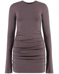 ANDAMANE - Draped Long-sleeved Mini Dress - Lyst