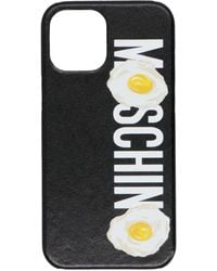 Moschino Fried Egg Logo Print Iphone 12 Pro Max Case - Black