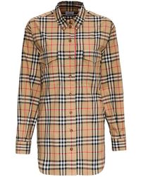 Burberry Vintage Check Oversized Shirt - Natural