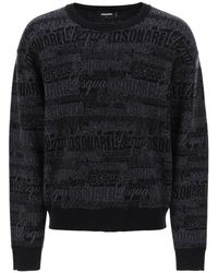 DSquared² - Wool Sweater With Logo Lettering Motif - Lyst