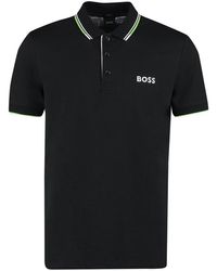 BOSS by HUGO BOSS Cotton-blend Polo Shirt With Contrast Logos - Black
