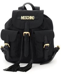 Moschino Backpack With Tassels And Logo - Black