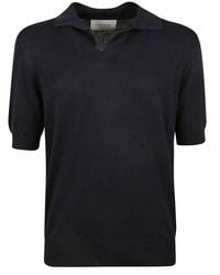 Ballantyne - V-Neck Ribbed Polo Shirt - Lyst
