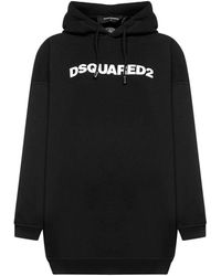 DSquared² Logo Cotton Hooded Dress - Black