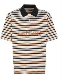 Lanvin - Striped Short-sleeved Polo Shirt - Lyst