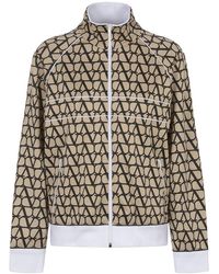 Valentino - All-over Logo Patterned Zip-up Jacket - Lyst