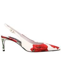 Dolce & Gabbana - Floral-printed Pointed-toe Slingback Pumps - Lyst