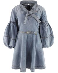 Zimmermann Pavilion Tie-Neck Mini Dress in Green | Lyst
