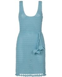 Burberry - Crochet-knit Belted-waist Sleeveless Dress - Lyst