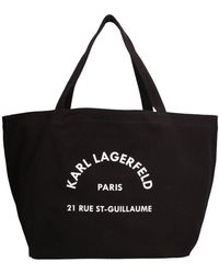 Karl Lagerfeld Logo Printed Tote Bag - Black