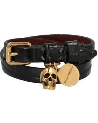 Alexander McQueen Skull Charm Wrap Bracelet - Black