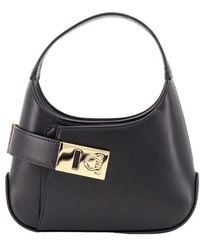 Ferragamo - Logo Plaque Gancini Buckled Hobo Bag - Lyst