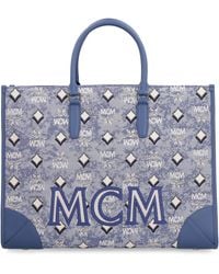 MCM Visetos Top Handle Tote Bag - Blue