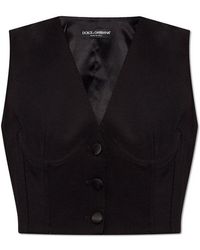 Dolce & Gabbana - Corset Detailed Cropped Cady Waistcoat - Lyst