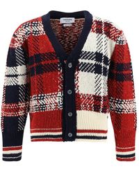 Thom Browne - Checkered Button-up Knit Cardigan - Lyst