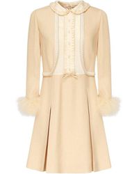 Valentino - Feather Detailed Long-Sleeved Mini Dress - Lyst