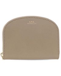 A.P.C. Demi Lune Compact Wallet in Brown | Lyst