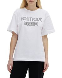 Boutique Moschino - Logo Embellished Crewneck T-shirt - Lyst