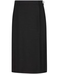 Prada Slite-detailed Midi Pencil Skirt - Black