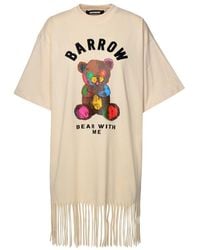 Barrow - Logo-flocked Crewneck Fringed T-shirt - Lyst