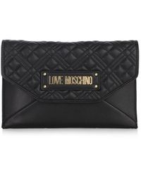 Love Moschino Synthetic Logo Plaque Clutch Bag in Black Womens Bags Clutches and evening bags 