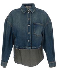 Alexander McQueen - Contrasted Buttoned Denim Shirt - Lyst