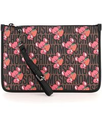 Moschino Mouse Print Zipped Clutch Bag - Red