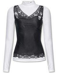 Balenciaga - Lace-detailed Long-sleeved Top - Lyst