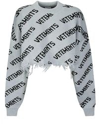 Vetements - Lurex Monogram Cropped Sweater - Lyst