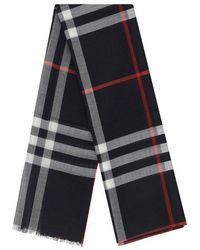Burberry - Checked Frayed-edge Scarf - Lyst