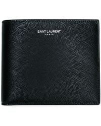 Saint Laurent East West Grained Leather Wallet - Black