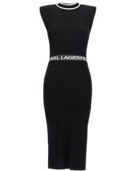 Karl Lagerfeld - Intarsia-logo Midi Dress - Lyst