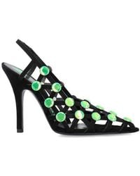 The Attico - Grid Slingback Black And Fluo Freen Pump - Lyst
