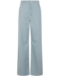 【送料&関税込】Weekend Max Mara Medina Logo Patch Wide Leg Cotton drill wide-leg trousers, pastel green | Weekend Max Mara