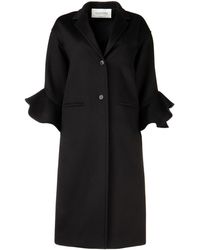 Valentino Ruffle Sleeve Coat - Black
