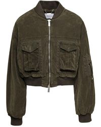 Blumarine - Cropped Bomber Jacket With Patch Pockets - Lyst