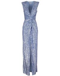 Elisabetta Franchi Sequinned V-neck Dress - Blue