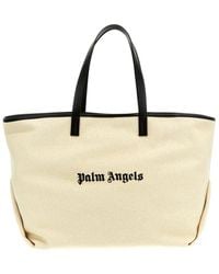 Palm Angels - Logo Embroidery Shopping Bag Tote Bag White/black - Lyst