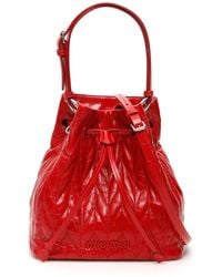 Miu Miu Quilted Calfskin Bucket Bag - Red