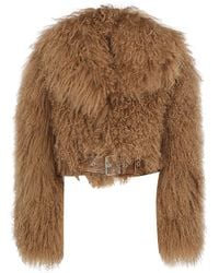 Burberry Belted Shearling Jacket - Brown