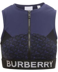 Burberry Technical Fabric Top With Logo Detail - Blue