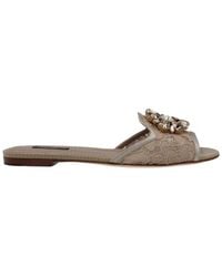 Dolce & Gabbana - Embellished Slip-On Sandals - Lyst