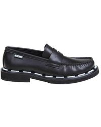 Moschino - Contrasting Logo-trim Slip-on Loafers - Lyst